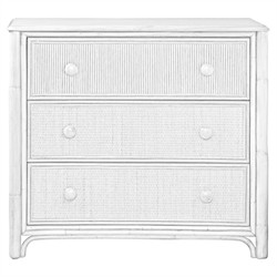 Elliana Coastal Beach White Woven Rattan Bachelor Chest