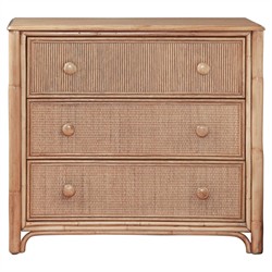 Elliana Coastal Beach Brown Woven Rattan Bachelor Chest