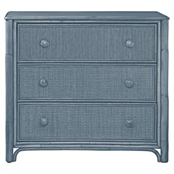 Elliana Coastal Beach Dark Blue Woven Rattan Bachelor Chest