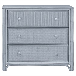 Elliana Coastal Beach Blue Woven Rattan Bachelor Chest