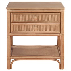 Elliana Coastal Beach Brown Woven Rattan Nightstand