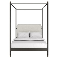 Cameron Modern Classic Off White Performance Metal Canopy Bed - Queen