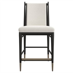 Abrielle Modern Classic White Boucle Oak Wood Counter Stool