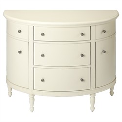 Aya Updated Traditional White Mahogany Wood Demilune Console Table