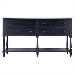 Florentine French Country Cream Marble Black Wood Sideboard