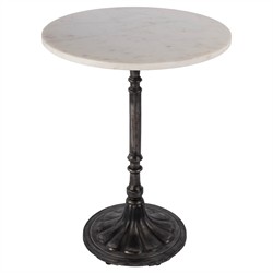 Cade French Country White Marble Black Iron Side Table