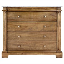 Eileen Updated Traditional White Marble Brown Wood Vanity Sink - 42&quot;