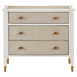 Ejiro Modern Classic Off White Mahogany Brown Oak Chest
