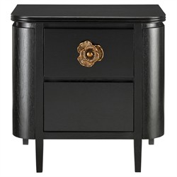 Sazana Modern Classic Black Oak Demilune Nightstand