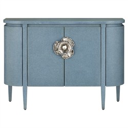 Sazana Modern Classic Blue Linen Oak Demilune Sideboard