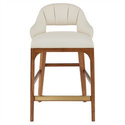 Camila Modern Classic Cream Performance Brown Oak Counter Stool
