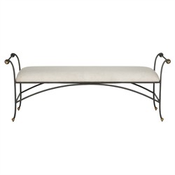 Nicole Updated Traditional Beige Performance Black Steel Bedroom Bench