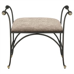 Nicole Updated Traditional Beige Performance Black Steel Rectangular Ottoman