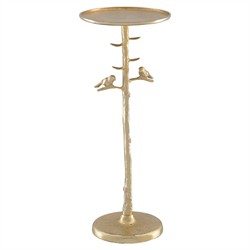 Porto Modern Classic Gold Metal Birds Round Drink Table