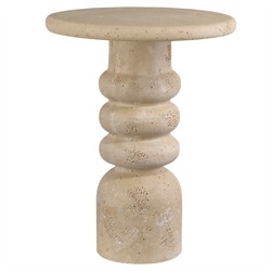 Melanie Modern Classic Beige Concrete Round Pedestal Accent Table