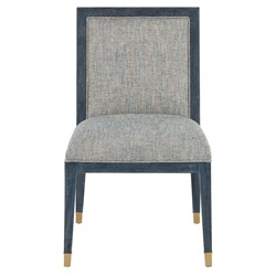 Bella Coastal Beach Grey Performance Blue Rattan Dining Chair