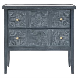 Bella Coastal Beach Blue Rattan Wood Chest