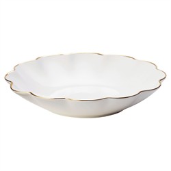AERIN Coastal Beach White Bone China Scalloped Appetizer Plate - Set of 4