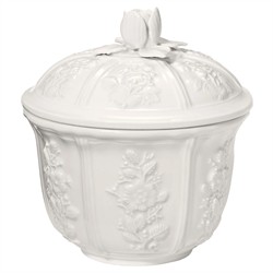 AERIN Josepha French Country White Ceramic Floral Canister - Small
