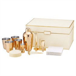 AERIN Updated Traditional Cream Embossed Shagreen Bar Tool Set