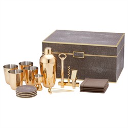 AERIN Updated Traditional Chocolate Embossed Shagreen Bar Tool Set
