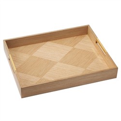 AERIN Marcello Modern Classic Brown Oak Wood Tray