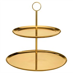 AERIN Sintra Updated Traditional Gold Brass 2 Tier Serving Stand