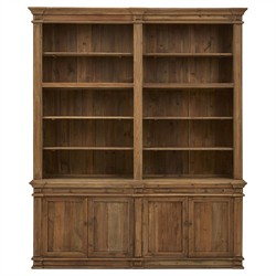 Arwen Updated Traditional Brown Reclaimed Pine Wood Double Bookcase
