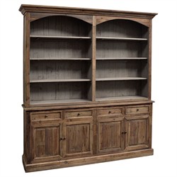 Avaline Updated Traditional Brown Reclaimed Pine Wood Double Arched Bookcase