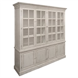 Avaline Updated Traditional Antique White Reclaimed Pine Wood Display Cabinet