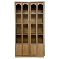 Brienne Modern Classic Brown Reclaimed Wood Arched Display Cabinet