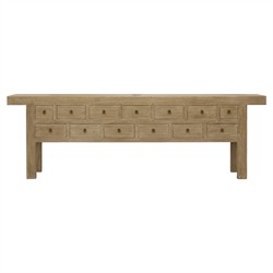 Ian Rustic Lodge Bleached Brown Elm Wood Rectangular Console Table