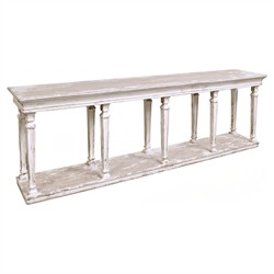 Cambria French Country Antique White Reclaimed Pine Rectangular Console Table
