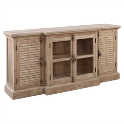 Celeste French Country Washed Brown Reclaimed Pine Wood Media Console - 64&quot;