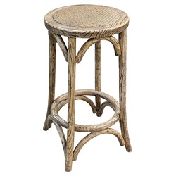 Cyrille French Country Brown Reclaimed Elm Wood Counter Stool