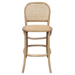 Imara French Country Natural Oak Wood Woven Cane Counter Stool