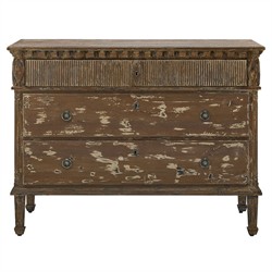 Keira French Country Distressed Brown Reclaimed Pine Bachelor Chest