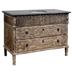 Keira French Country Blue Stone Brown Reclaimed Pine Vanity Sink - 46&quot;