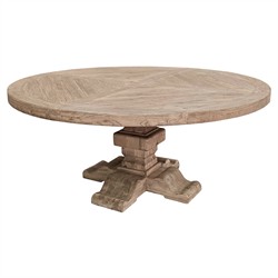 Delina Updated Traditional Bleached Elm Wood Round Dining Table - 71&quot;
