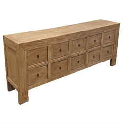 Ian Rustic Lodge Bleached Brown Elm Wood Sideboard