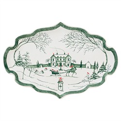 Juliska Country Estate Winter Frolic French Evergreen Ceramic Serving Tray
