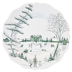 Juliska Country Estate Winter Frolic French Evergreen Ceramic Dinner Plate