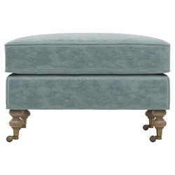 Carter Traditional Light Blue Performance Velvet Caster Rectangular Ottoman