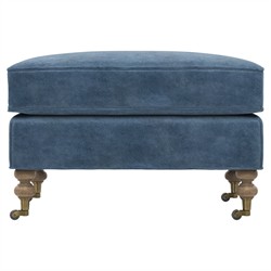 Carter Updated Traditional Blue Performance Velvet Caster Rectangular Ottoman