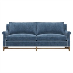 Lowen Updated Traditional Blue Performance Velvet Sofa - 88"