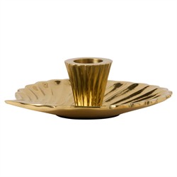 Jovie Coastal Beach Gold Brass Clam Shell Candlestick Holder - Set of 2