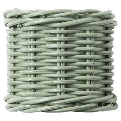 Annmarie Coastal Beach Pine Green Woven Rattan Woven Napkin Ring - Set of 4