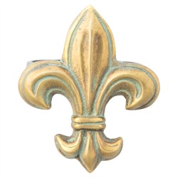 Louie French Country Antique Gold Brass Fleur De Lis Napkin Ring - Set of 4