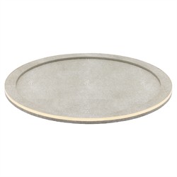 Langston Updated Traditional Sand Faux Shagreen Round Tray