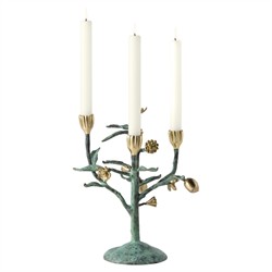 Bernadette French Country Patina Brass Floral Candelabra